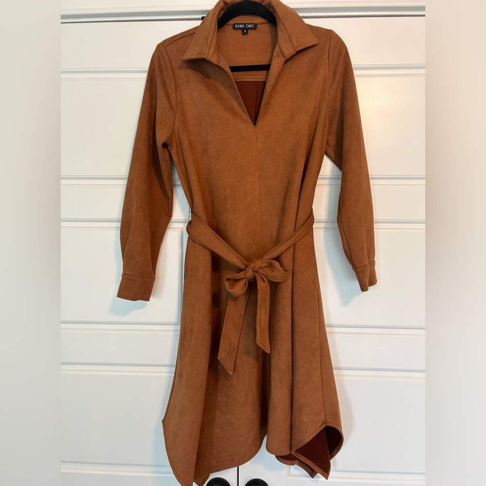 Beautiful Microsuede Boho Chic Camel Dress Small 4-6